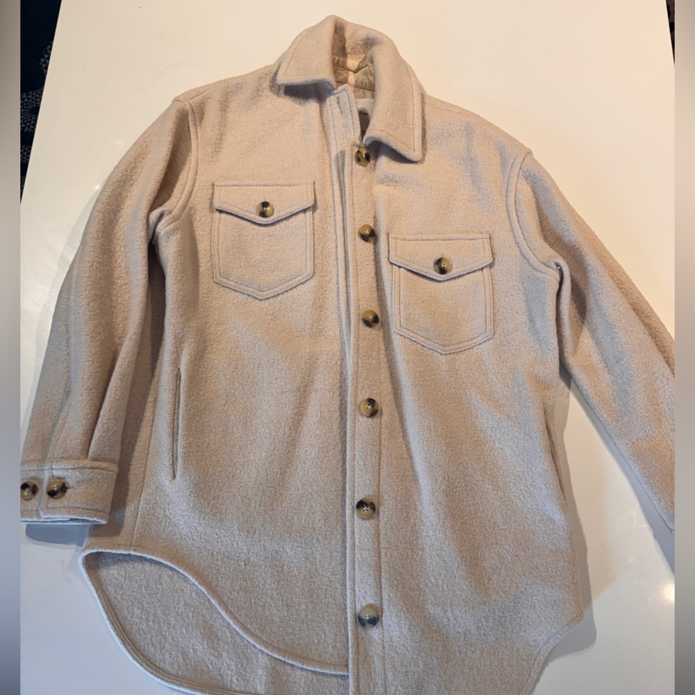 Wilfred Sandstone Button-Front Utility Shacket